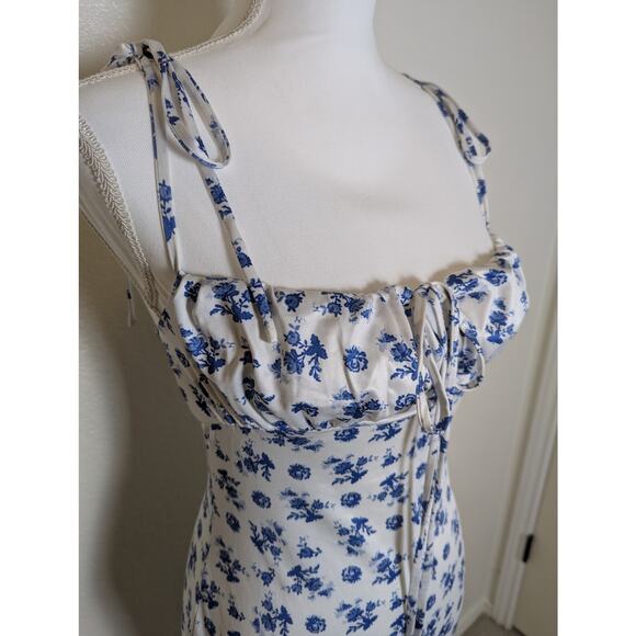 Parthea Blue Tie Strap Bodycon Mermaid Floral Maxi Dress Women Size M Bloomcore - Picture 5 of 13